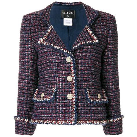 bouclé jacke chanel stil blau|Chanel style boucle jacket.